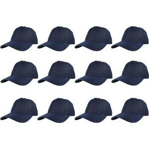 Plain Baseball Caps Adjustable Back Strap Unisex Hat Pack 12 Pieces Wholesale Lo